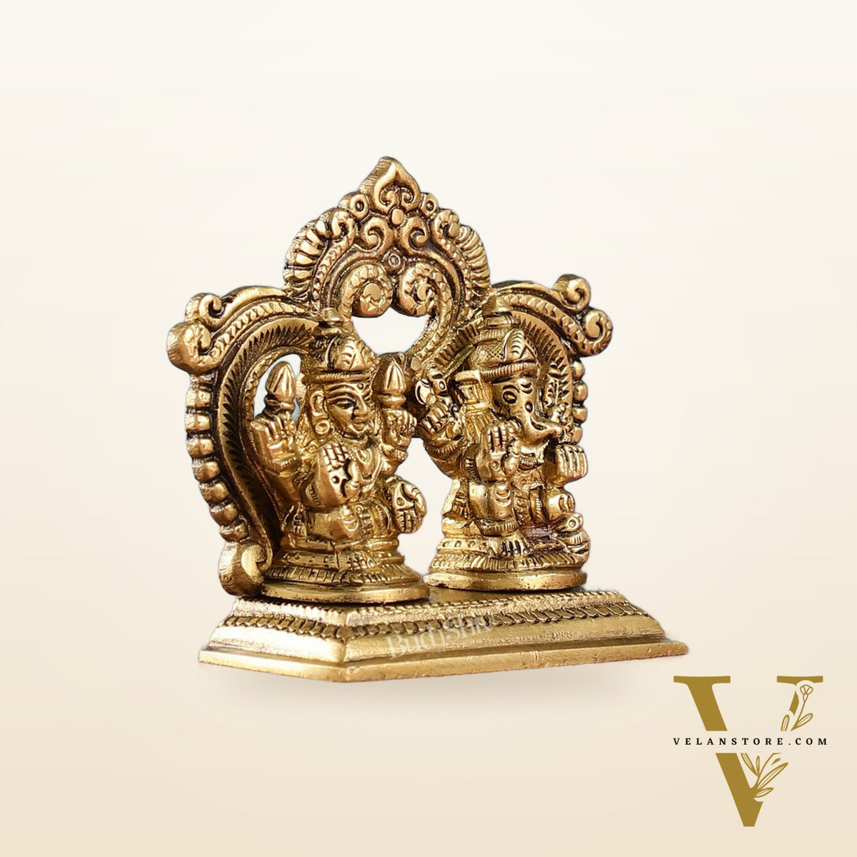 Brass small Ganesh Lakshmi idol 3.5 inch
