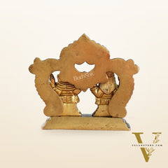 Brass small Ganesh Lakshmi idol 3.5 inch