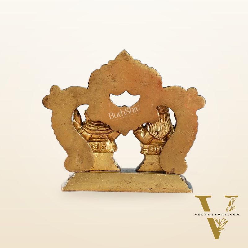 Brass small Ganesh Lakshmi idol 3.5 inch