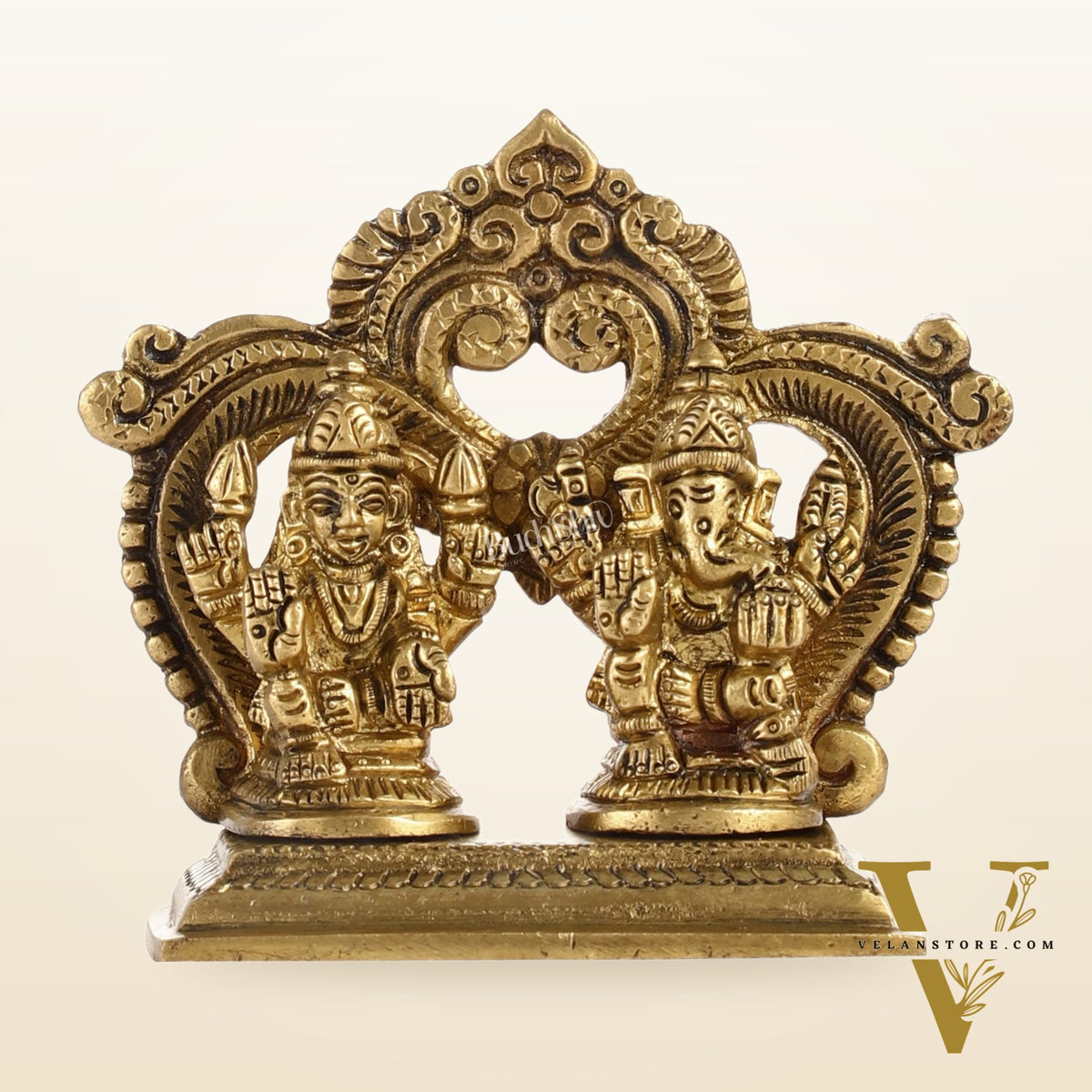 Brass small Ganesh Lakshmi idol 3.5 inch