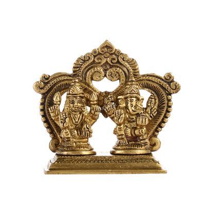 Brass small Ganesh Lakshmi idol 3.5 inch
