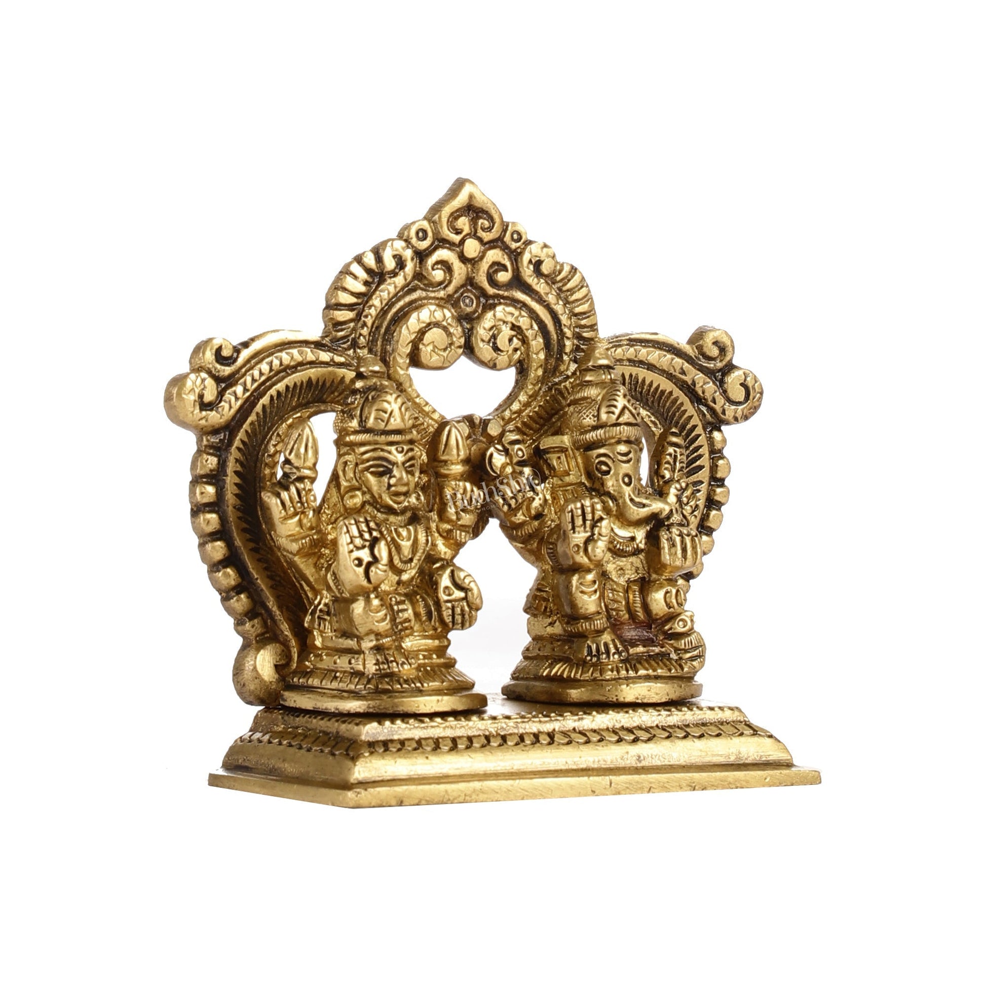 Brass small Ganesh Lakshmi idol 3.5 inch