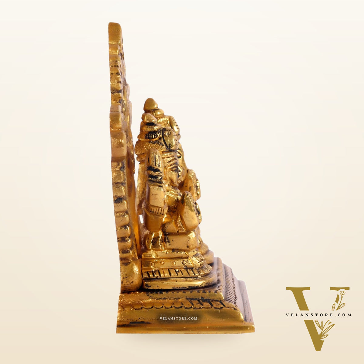 Brass small Ganesh Lakshmi idol with prabhavali frame 3.5"