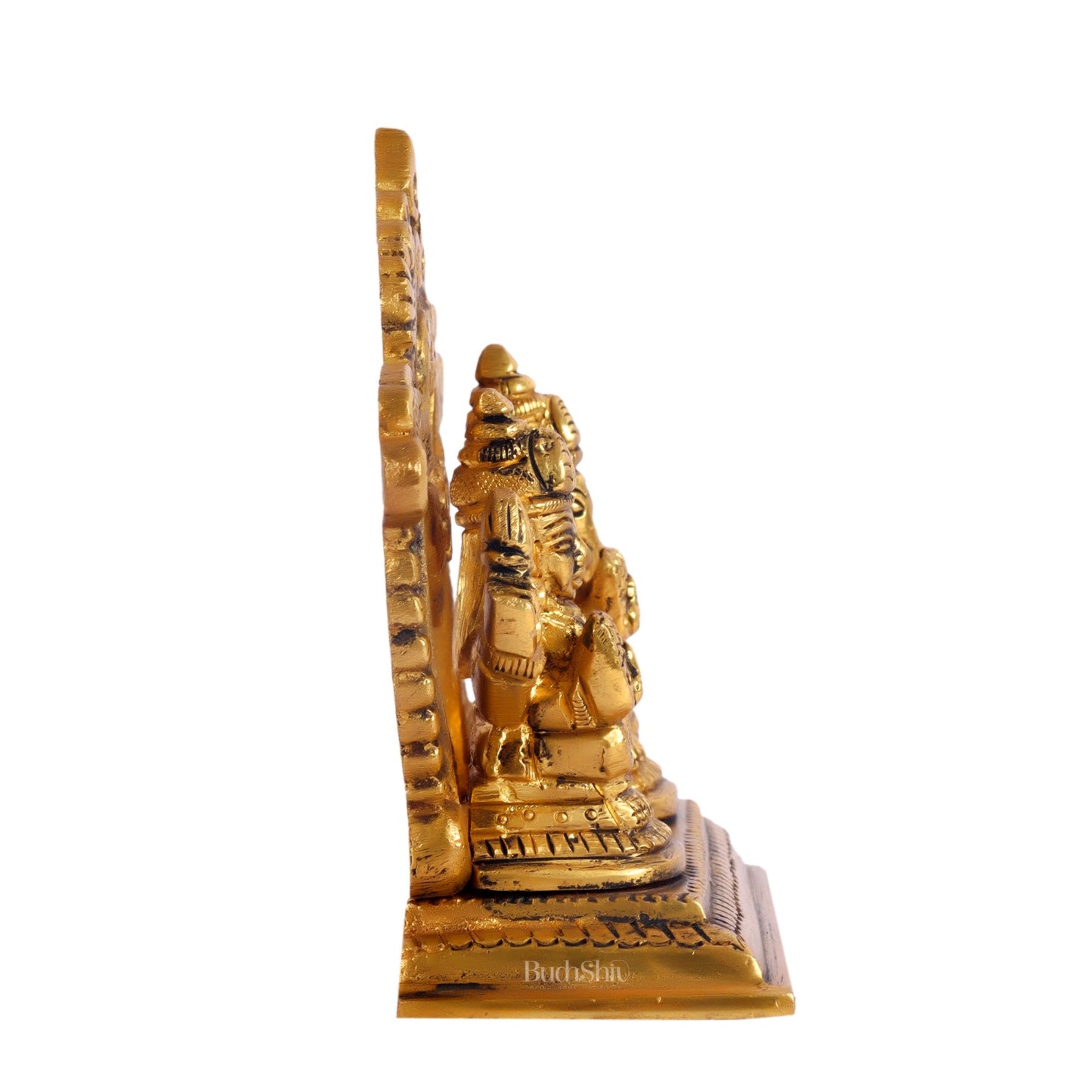 Brass small Ganesh Lakshmi idol with prabhavali frame 3.5"