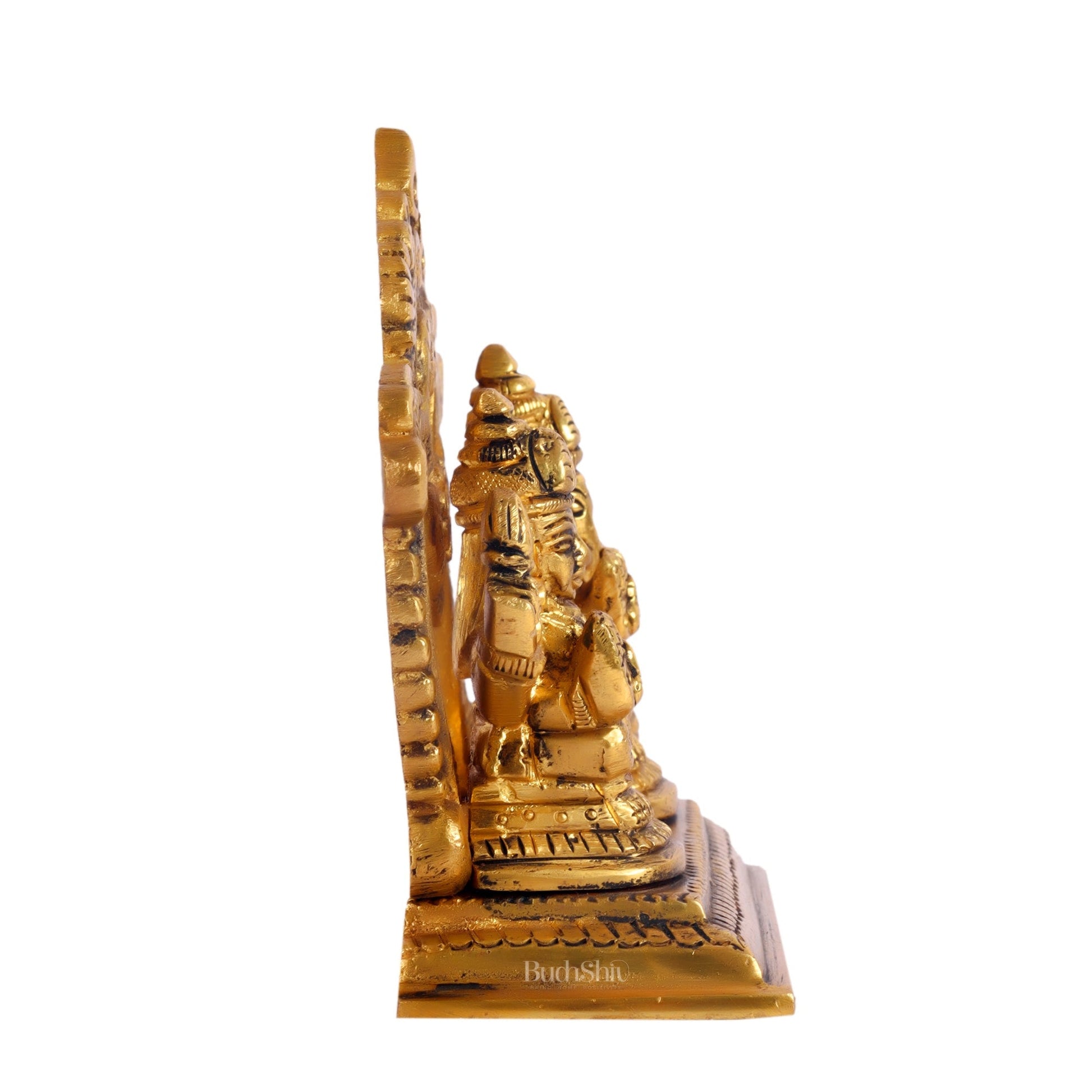 Brass small Ganesh Lakshmi idol with prabhavali frame 3.5"