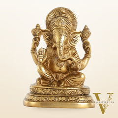 Brass Small Ganesha Idol - 4.5 Inch