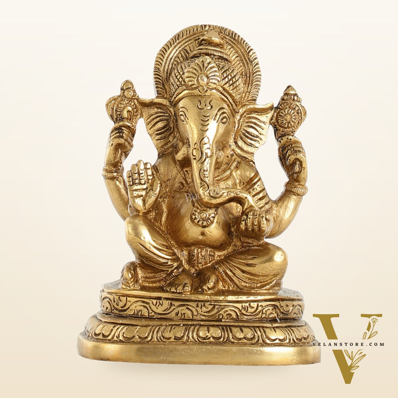 Brass Small Ganesha Idol - 4.5 Inch