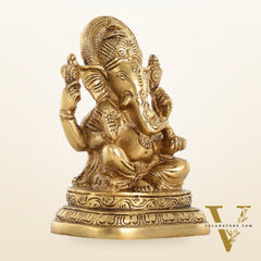 Brass Small Ganesha Idol - 4.5 Inch