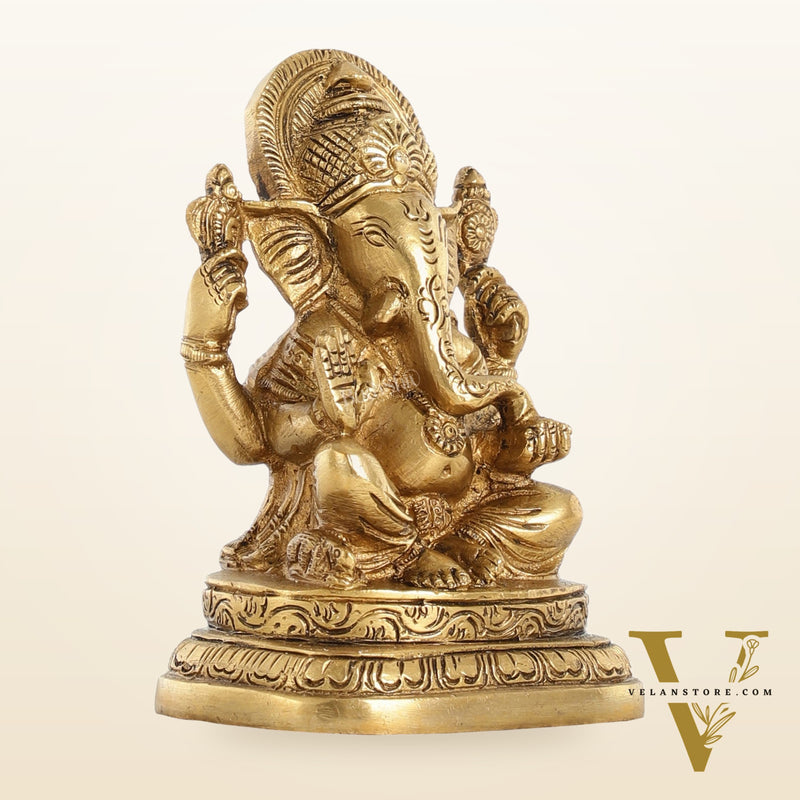 Brass Small Ganesha Idol - 4.5 Inch