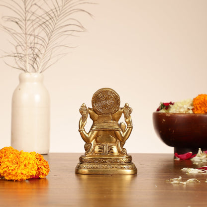 Brass Small Ganesha Idol - 4.5 Inch