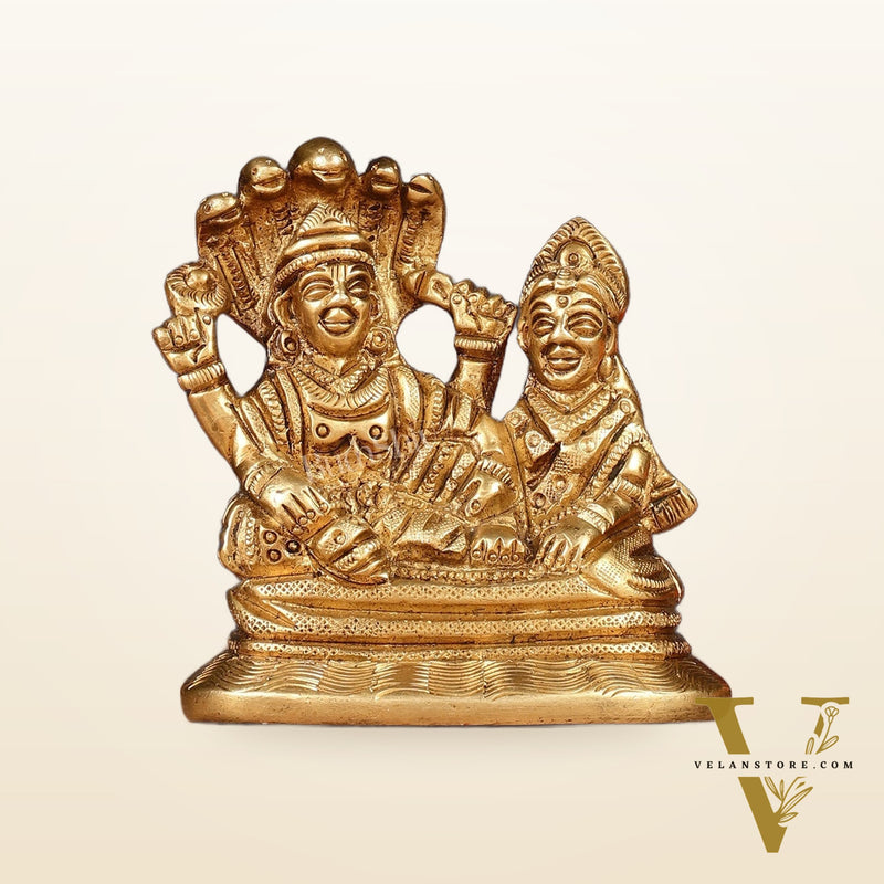 Brass Small Lakshmi Narayan Resting on Sheshanaaga Idol | 3"