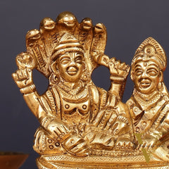 Brass Small Lakshmi Narayan Resting on Sheshanaaga Idol | 3"