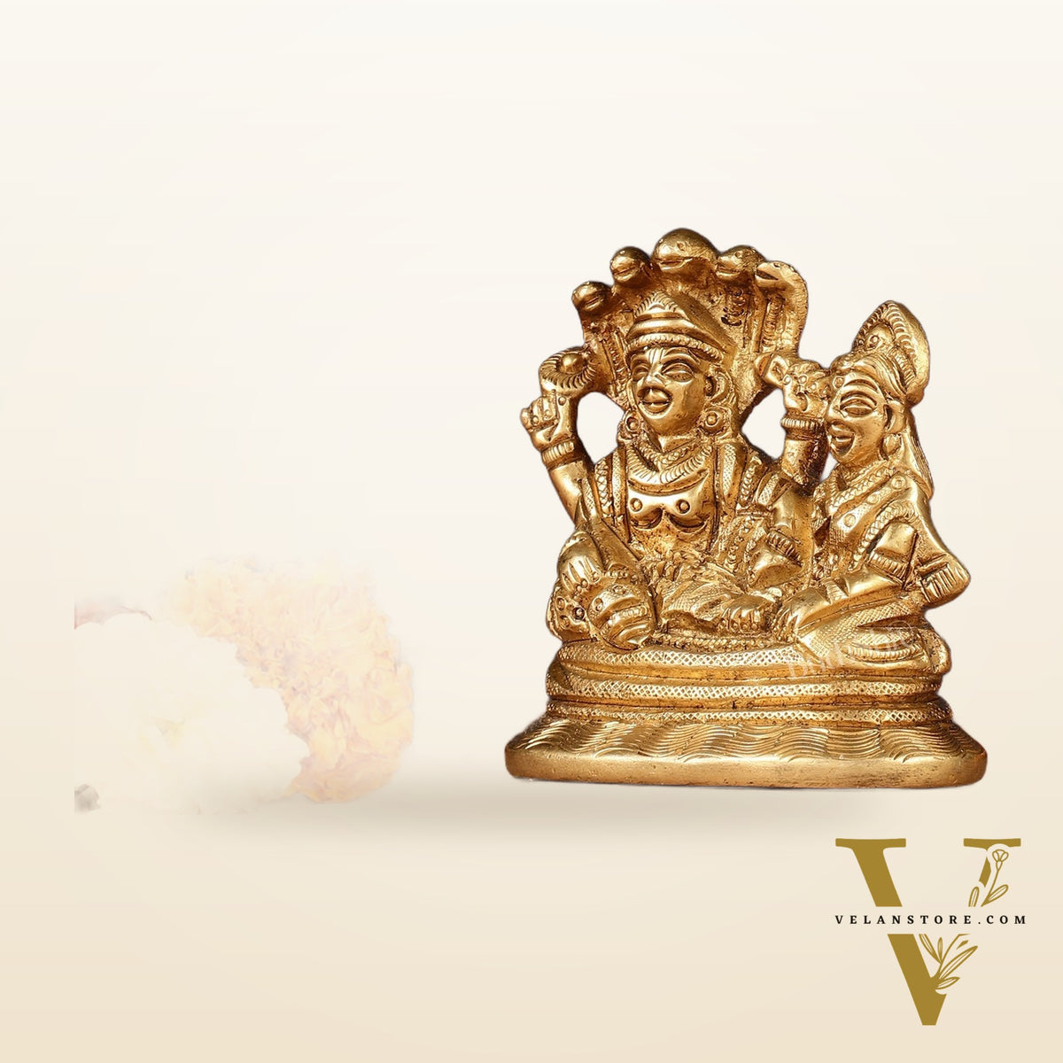 Brass Small Lakshmi Narayan Resting on Sheshanaaga Idol | 3"