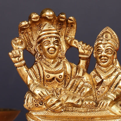 Brass Small Lakshmi Narayan Resting on Sheshanaaga Idol | 3"