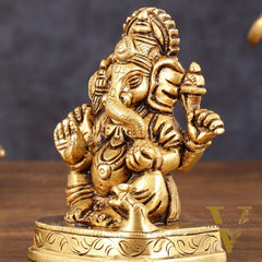 Brass Small Lord Ganesha Superfine Idol - 3" Height