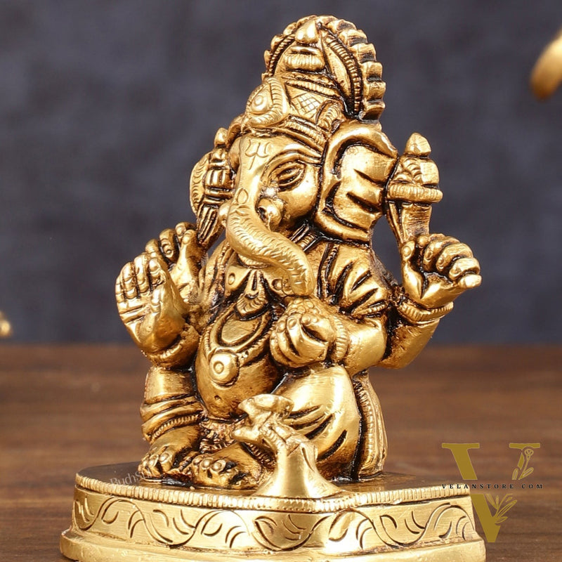 Brass Small Lord Ganesha Superfine Idol - 3" Height