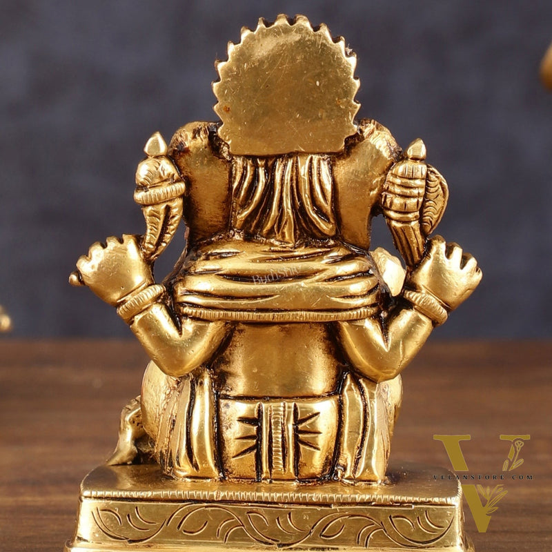 Brass Small Lord Ganesha Superfine Idol - 3" Height