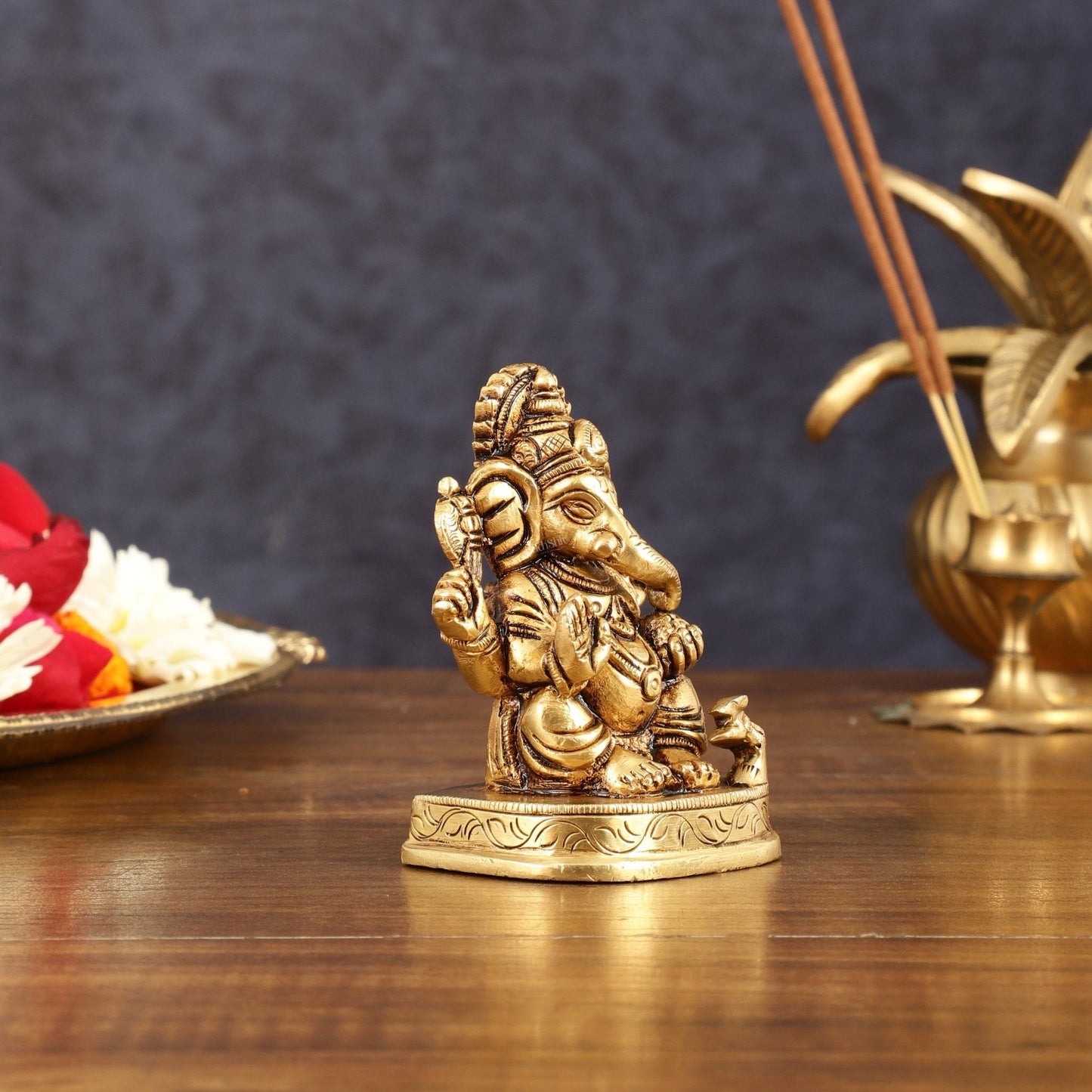 Brass Small Lord Ganesha Superfine Idol - 3" Height
