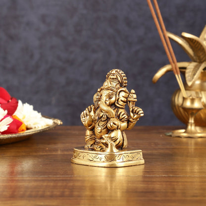 Brass Small Lord Ganesha Superfine Idol - 3" Height