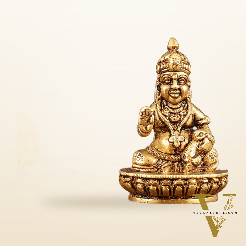 Brass Small Lord Kubera Idol - 3" Height