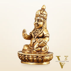 Brass Small Lord Kubera Idol - 3" Height
