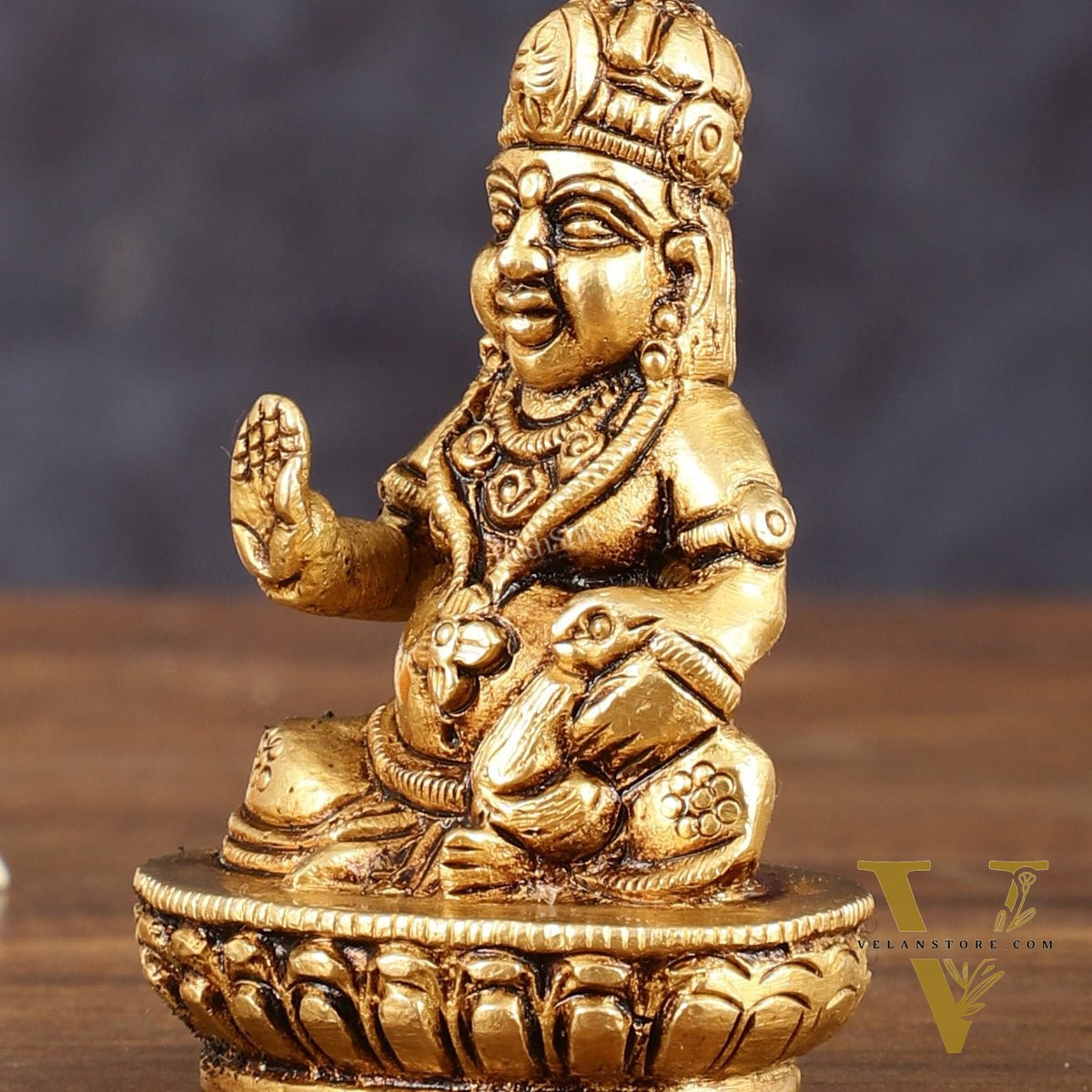Brass Small Lord Kubera Idol - 3" Height