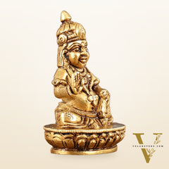 Brass Small Lord Kubera Idol - 3" Height