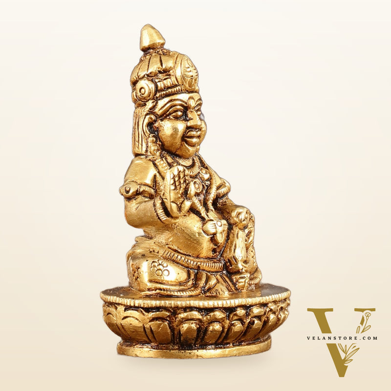 Brass Small Lord Kubera Idol - 3" Height