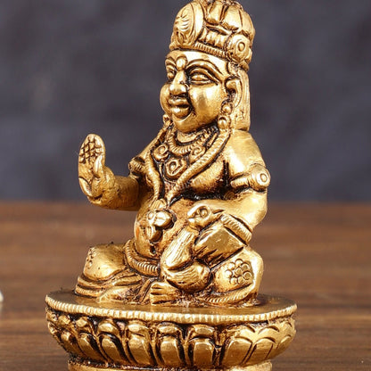 Brass Small Lord Kubera Idol - 3" Height