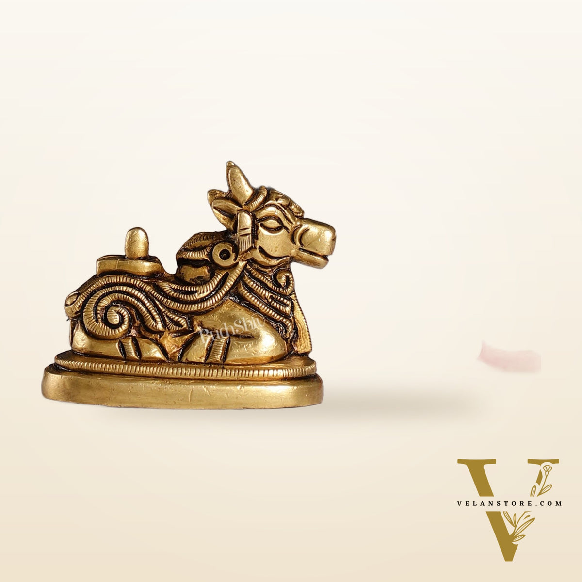 Brass Small Nandi Idol with Shiv Ling | 2 inch