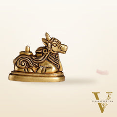 Brass Small Nandi Idol with Shiv Ling | 2 inch