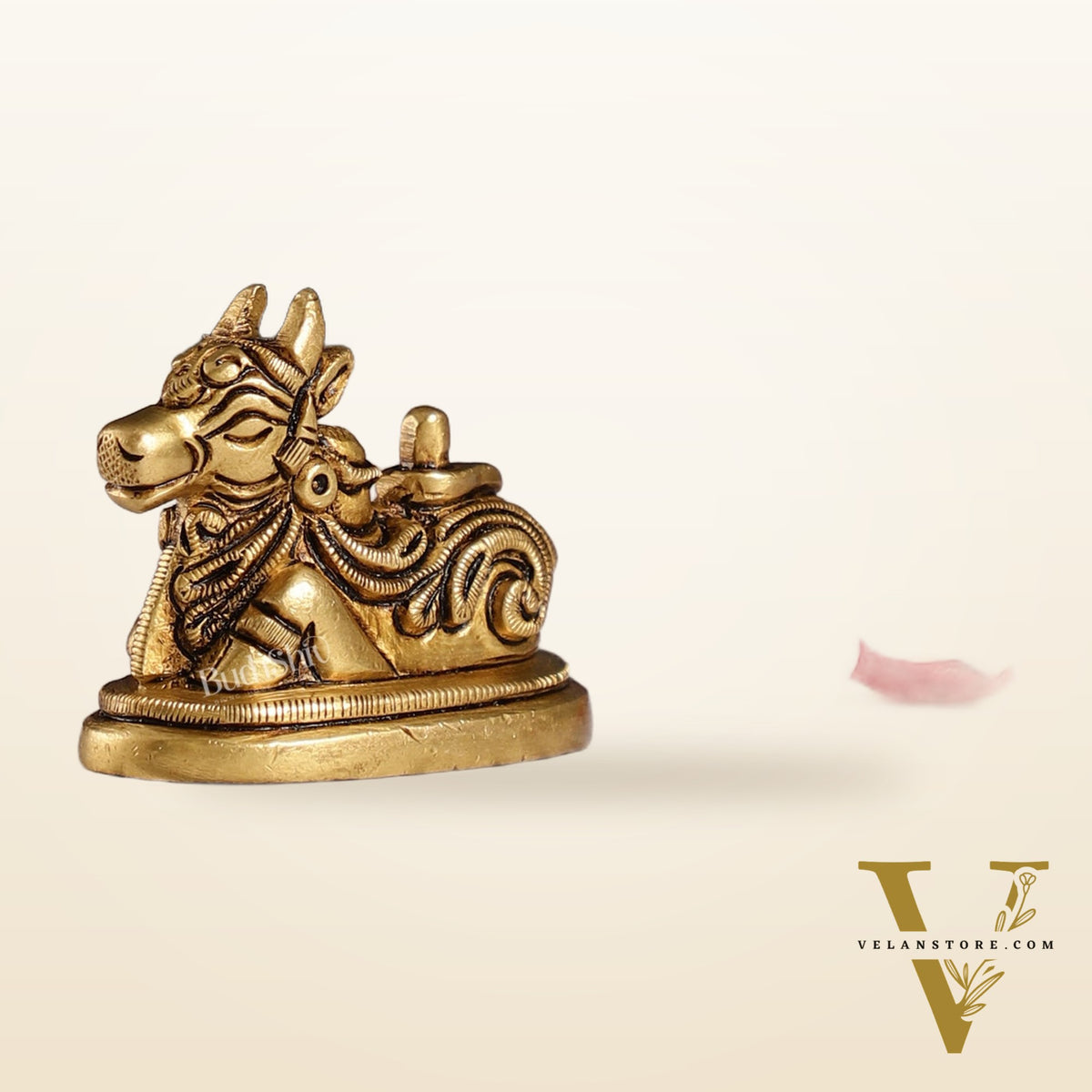 Brass Small Nandi Idol with Shiv Ling | 2 inch