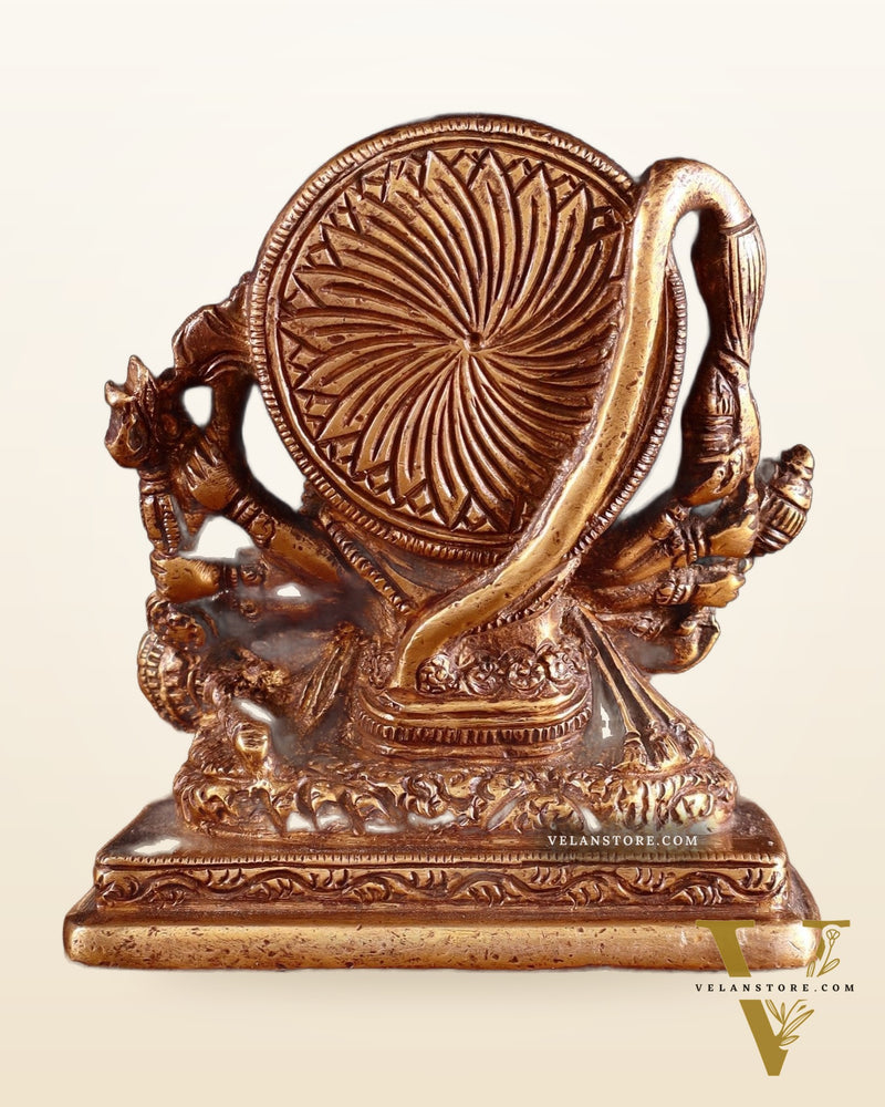 Brass Small Panchmukhi Hanuman with Crossed Legs Statue 3.5" antique tone