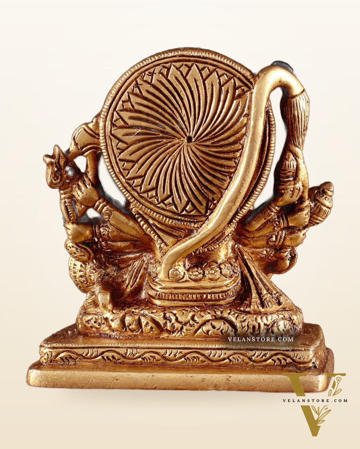 Brass Small Panchmukhi Hanuman with Crossed Legs Statue 3.5"