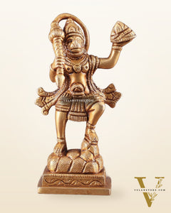 Brass Small Sanjeevani Mountain Hanuman Idol 4.5 inch