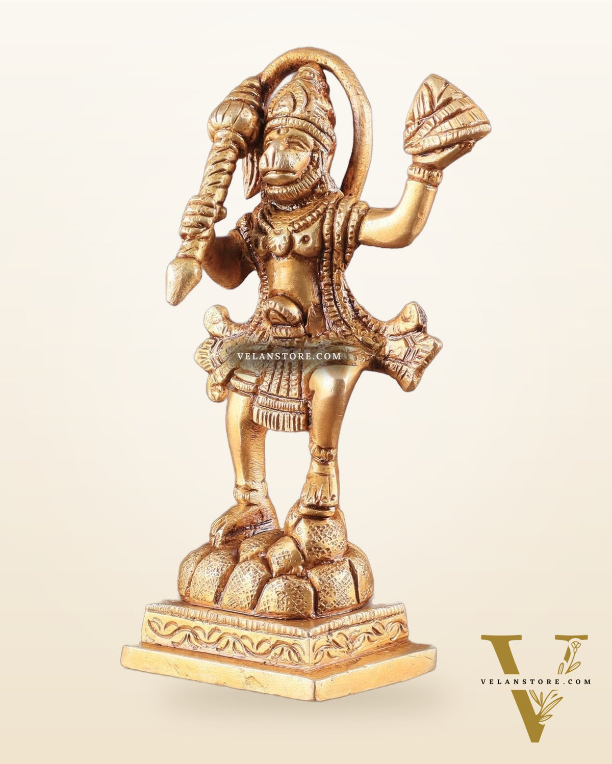 Brass Small Sanjeevani Mountain Hanuman Idol 4.5 inch