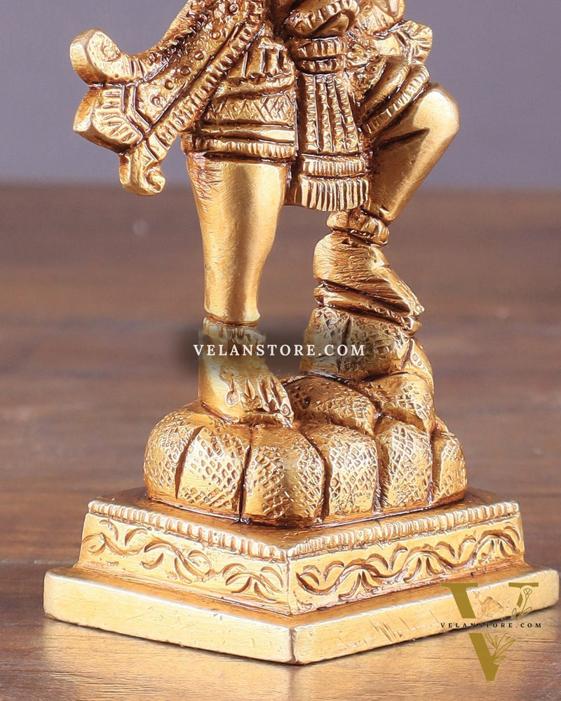 Brass Small Sanjeevani Mountain Hanuman Idol 4.5 inch