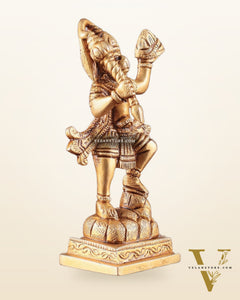 Brass Small Sanjeevani Mountain Hanuman Idol 4.5 inch