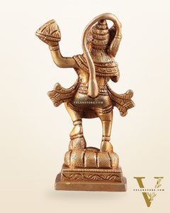 Brass Small Sanjeevani Mountain Hanuman Idol 4.5 inch