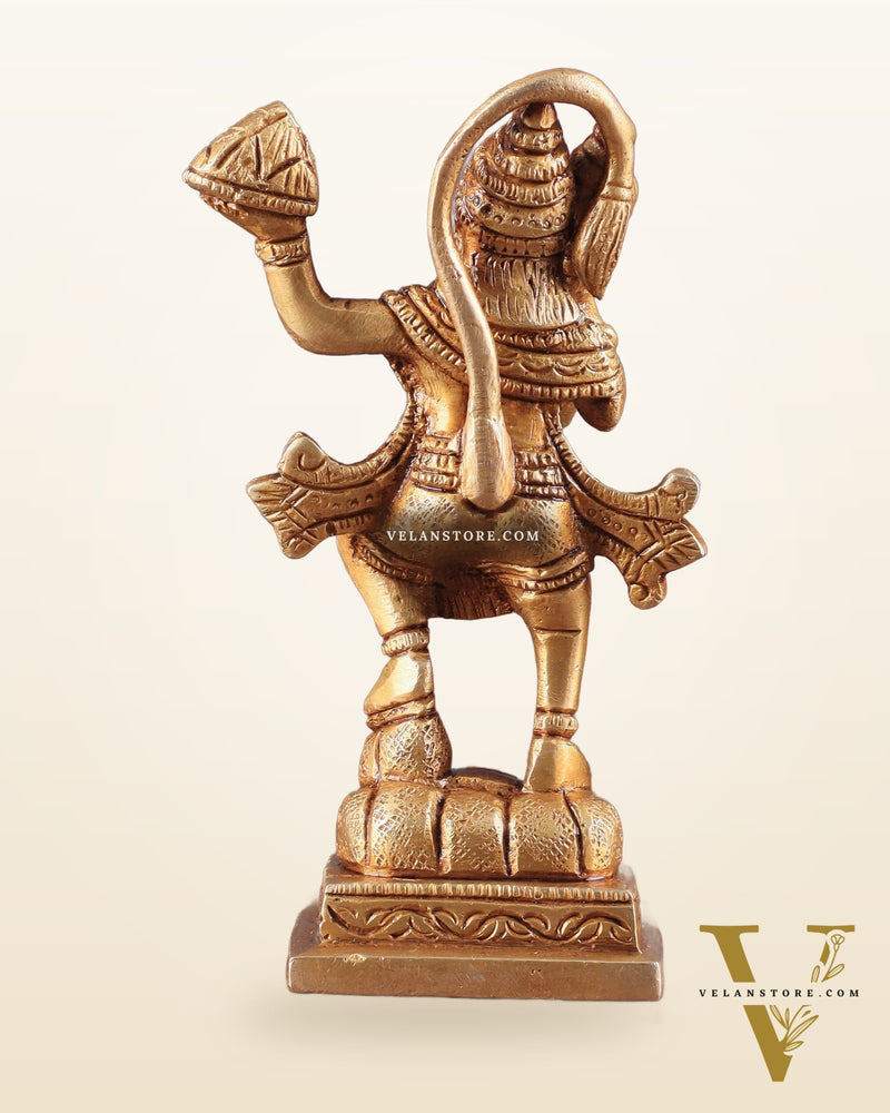 Brass Small Sanjeevani Mountain Hanuman Idol 4.5 inch