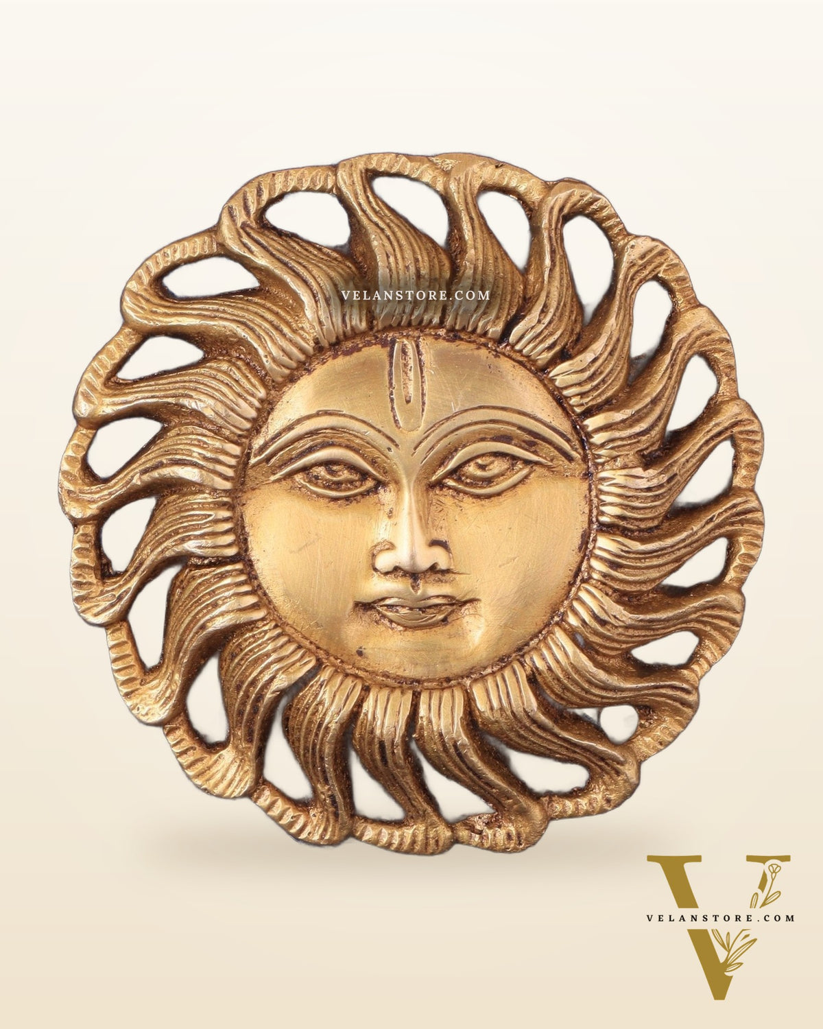 Brass Small Surya Dev Wall Hanging – Compact and Elegant Design 3.5"