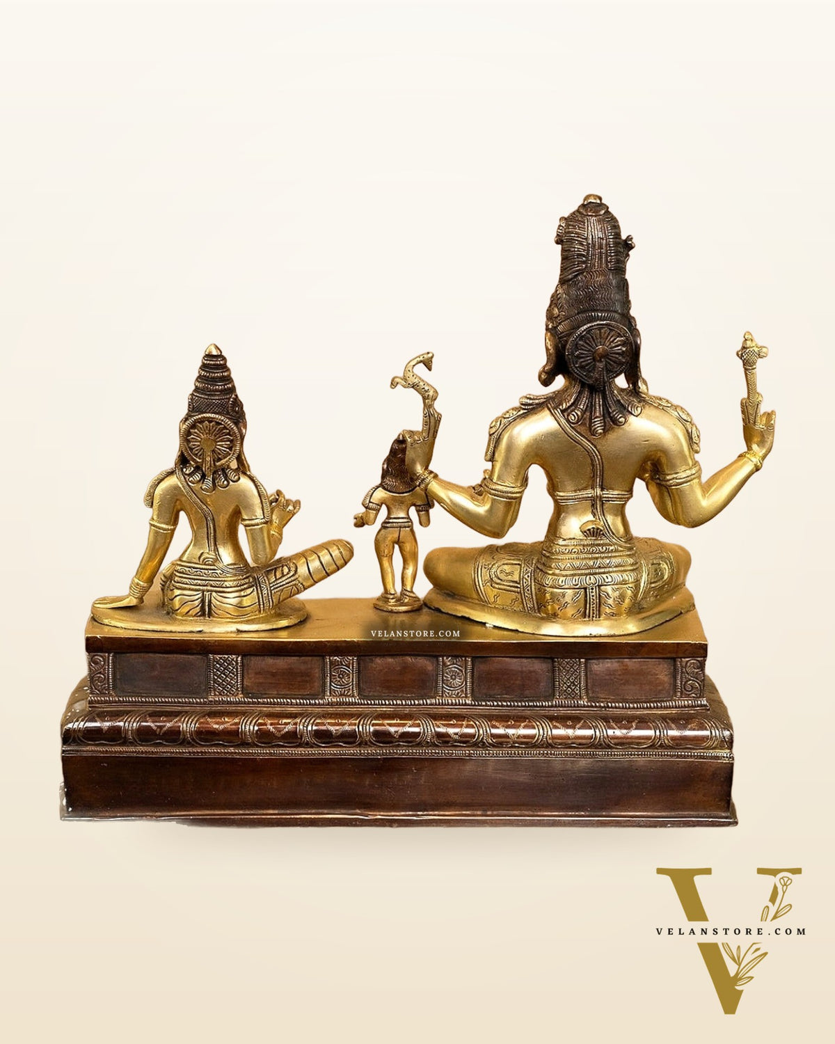 Brass Somaskanda Statue - Lord Shiva, Parvati, Murugan 15 inch