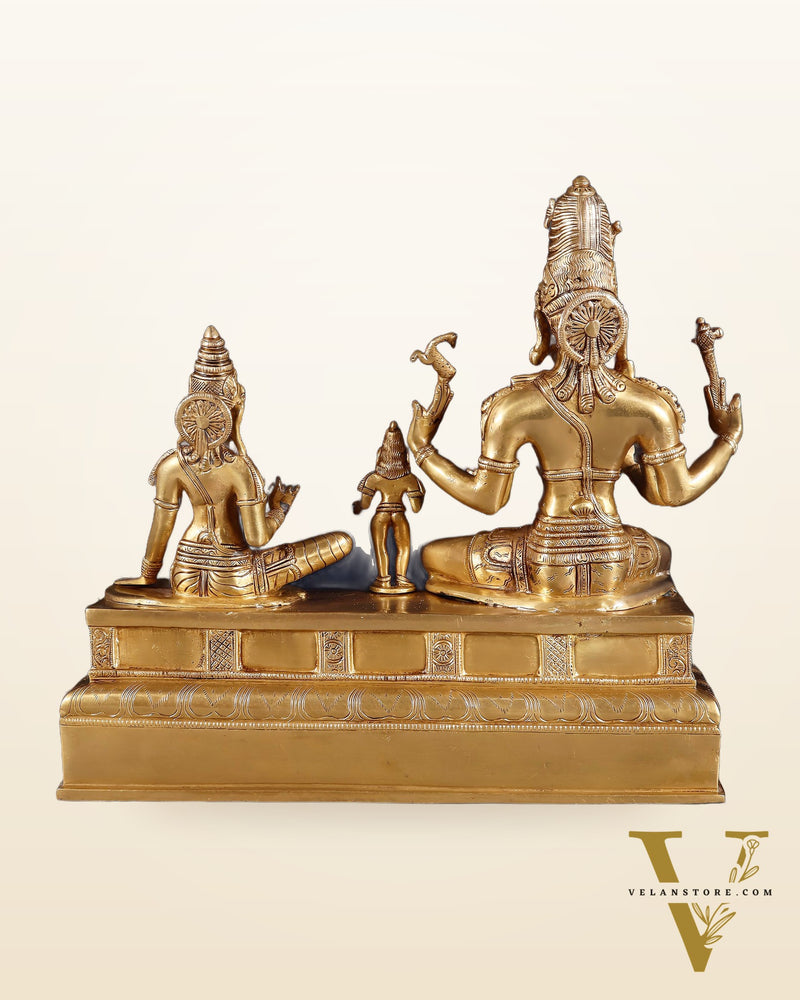 Brass Somaskanda Statue - Lord Shiva, Parvati, Murugan 15 inch