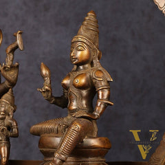 Brass Somaskandar Statue | Lord Shiva, Devi Parvati with Kartikeya 22"