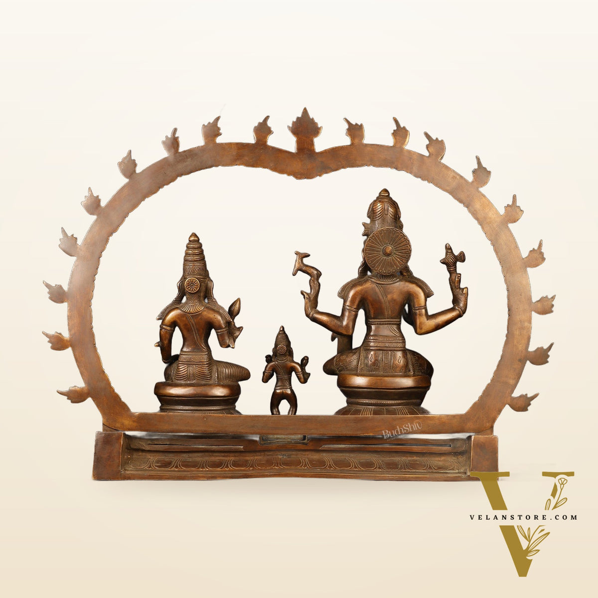 Brass Somaskandar Statue | Lord Shiva, Devi Parvati with Kartikeya 22"