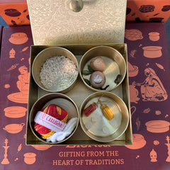 Brass Square Box with 4 Cups - Gift Set