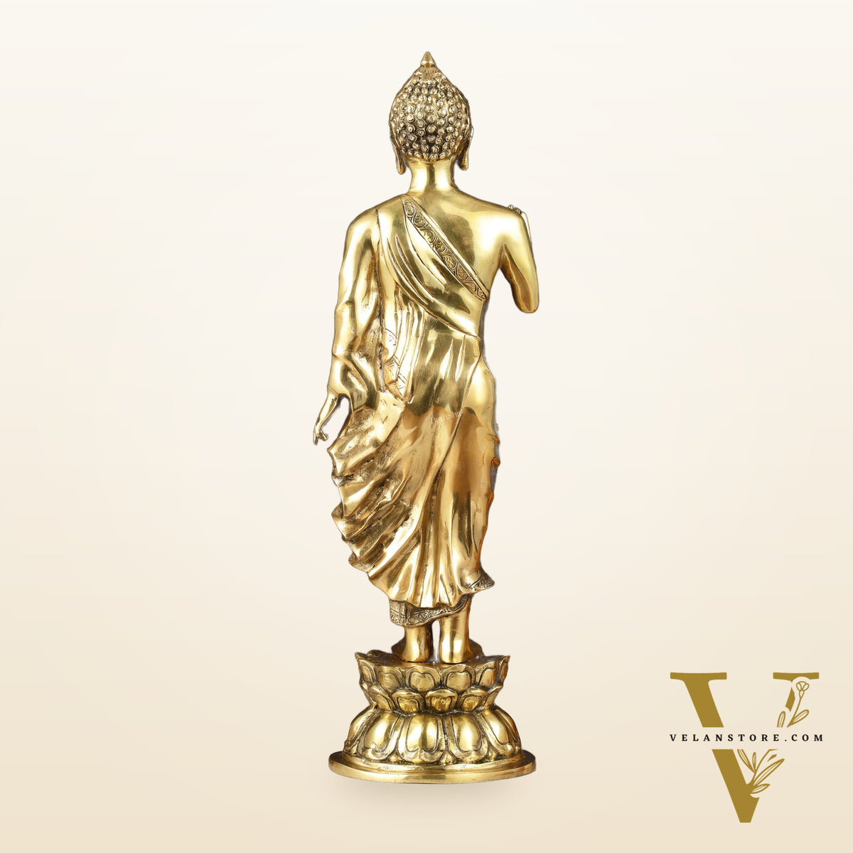 Brass Standing Buddha Statue | 21.5"