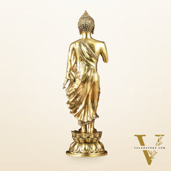 Brass Standing Buddha Statue | 21.5"