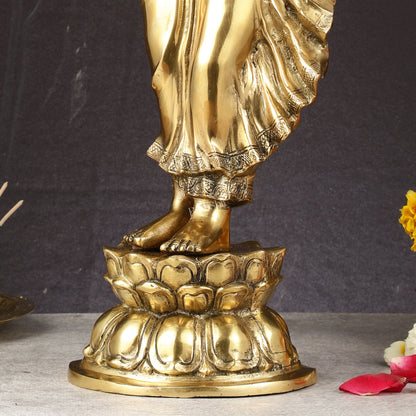 Brass Standing Buddha Statue | 21.5"