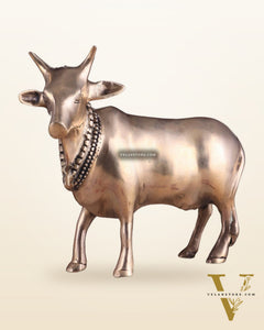 Brass Standing Cow Idol - Gomatha Statue glossy Finish | 13 inch